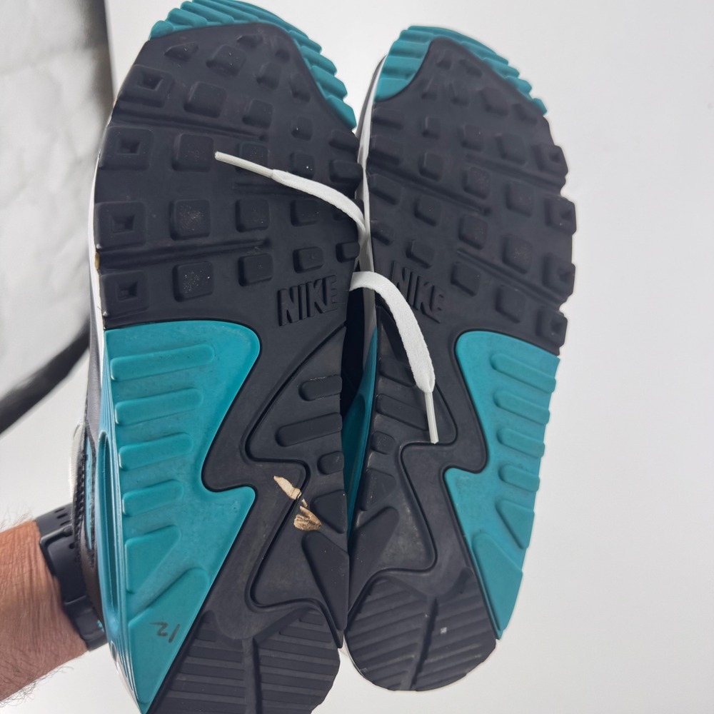 Nike Air Max 90 Womens 10 White Grey Teal Metallic Sneakers FB8570-101 - Picture 10 of 11